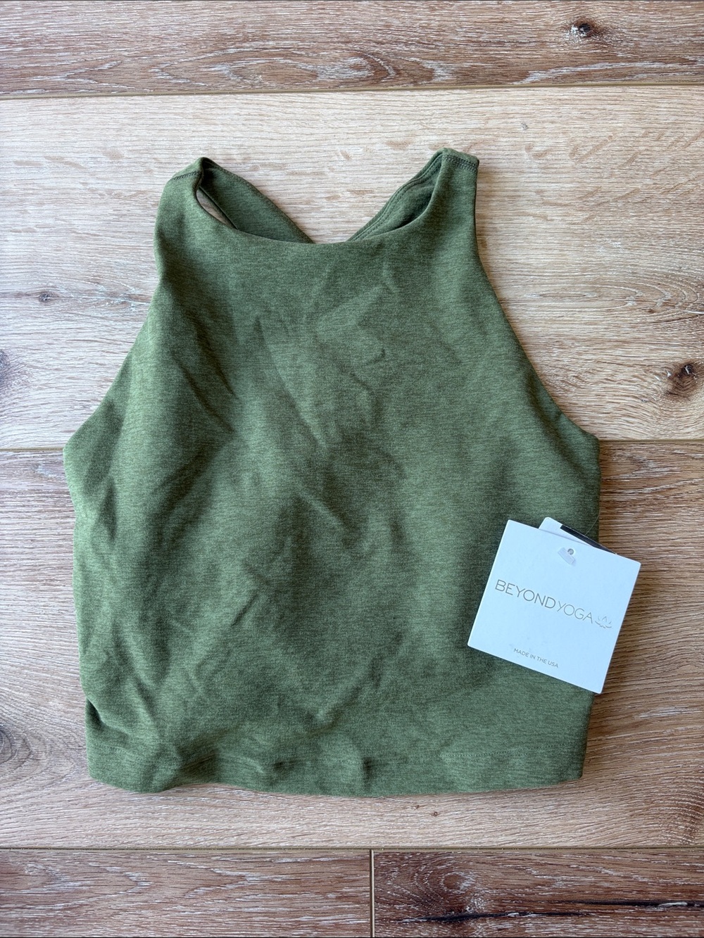 Beyond Yoga Olive Green High Neck Crop Tank
